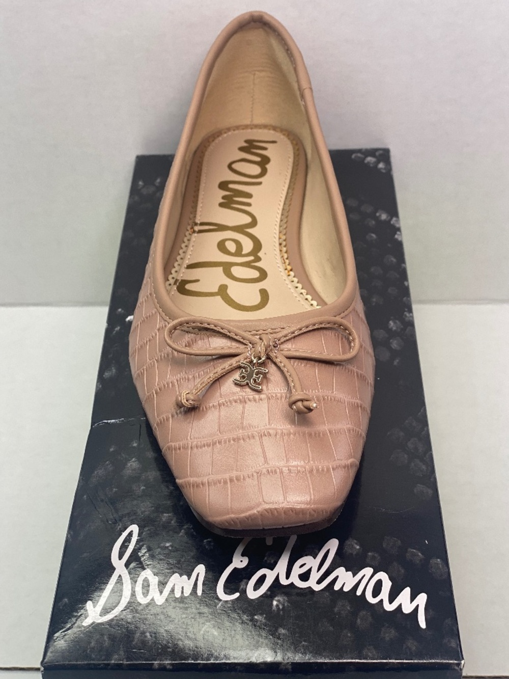 Sam Edelman Women's Jillie Nude Croc-Embossed Flats Size 6 WIDE NIB
